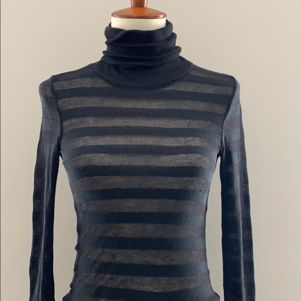 Theory Semi-sheer Striped Turtleneck - Picture 1 of 8